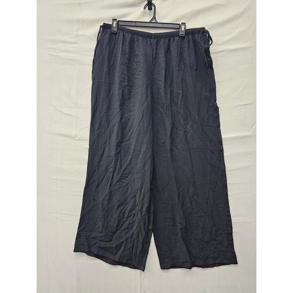 A New Day Womens Wide Leg Pants Black Rayon Blend Casual Size XXL